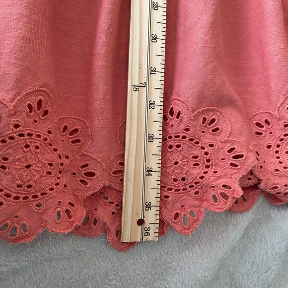 2/$30 OLD NAVY Boho Embroidered Tiered Peasant Dress M Coral Eyelet Long Sleeve - Picture 8 of 10